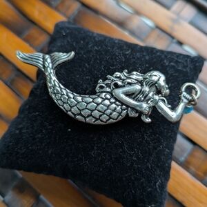 Unique Silver Tone Mermaid Scarf/Hair Clip